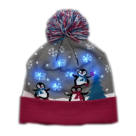 Endless Games Multi Color LED Snowy Winter Christmas Holiday Penguins Beanie Hat EN2805558